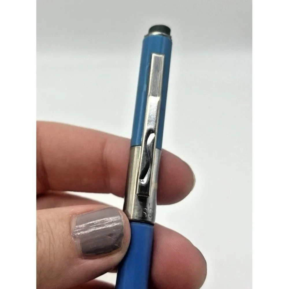 Scripto Mechanical Pencil Twist Bright Blue & Silver Vintage Retro Eraser End